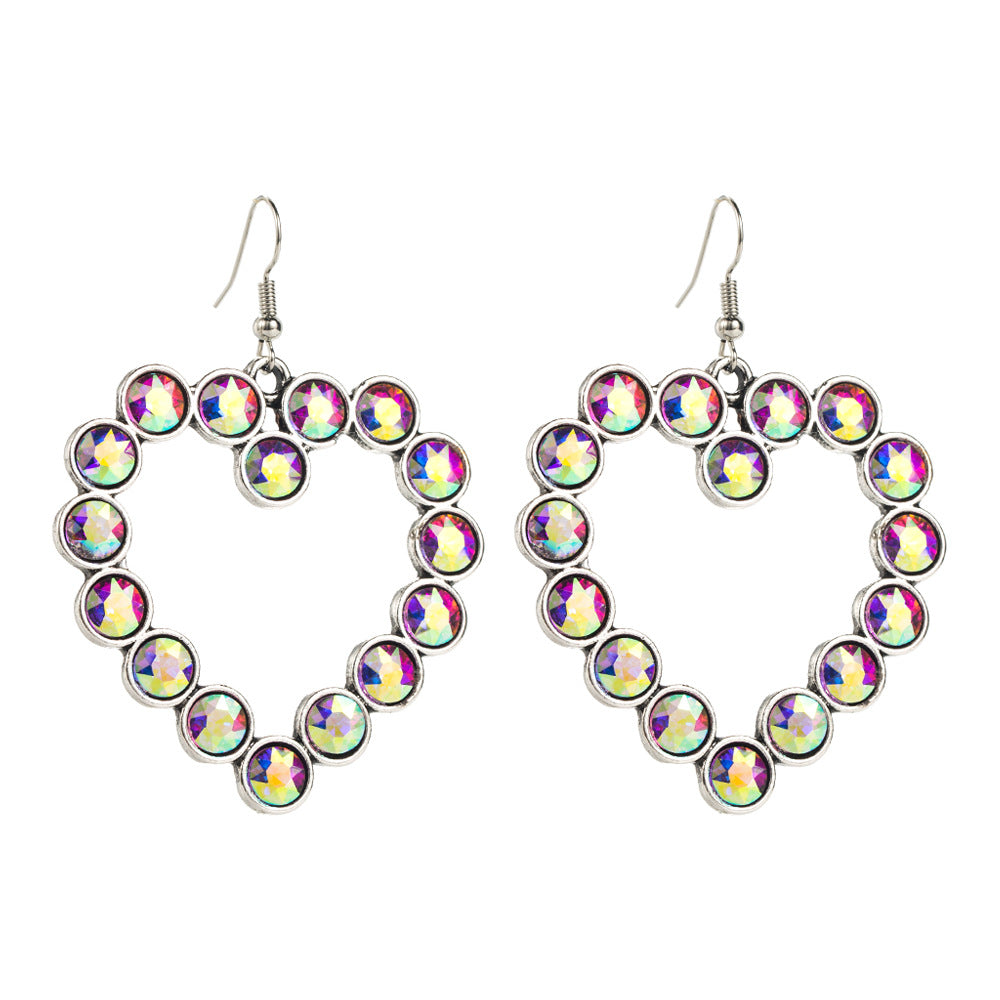 Wholesale New Creative and Fashionable Heart Heart Diamond Cut-out Earrings